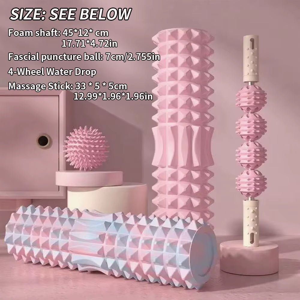 [Three Piece Massage Set] Massage Prick Ball, Massage Roller, Foam Massage Roller Shaft